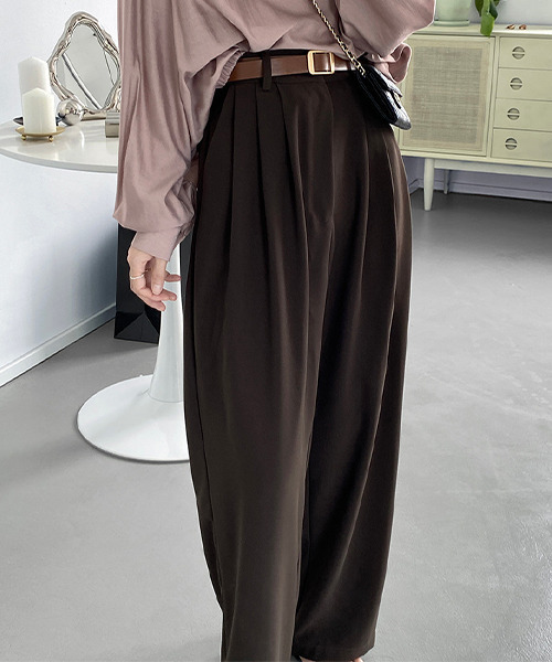 c.u.l（シーユーエル）の「【c.u.l:w】タック入りワイドパンツ culw93（スラックス・レディース・グリーン/ブラウン・L/M）」の8枚目の写真