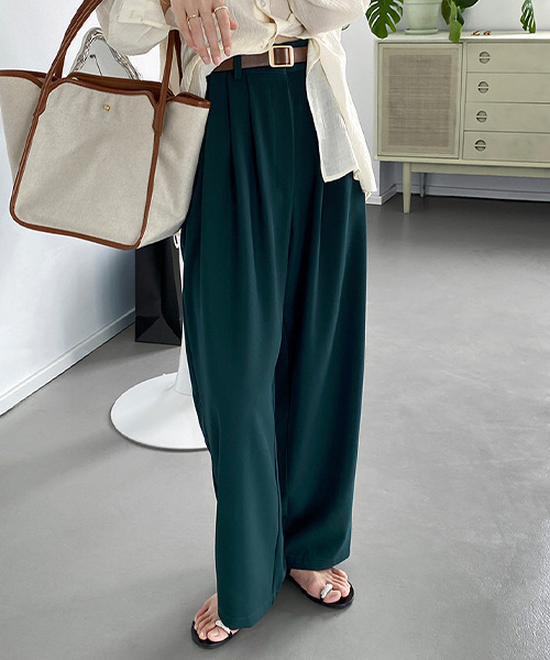 c.u.l（シーユーエル）の「【c.u.l:w】タック入りワイドパンツ culw93（スラックス・レディース・グリーン/ブラウン・L/M）」の11枚目の写真