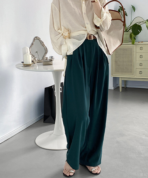 c.u.l（シーユーエル）の「【c.u.l:w】タック入りワイドパンツ culw93（スラックス・レディース・グリーン/ブラウン・L/M）」の13枚目の写真