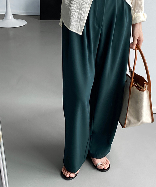 c.u.l（シーユーエル）の「【c.u.l:w】タック入りワイドパンツ culw93（スラックス・レディース・グリーン/ブラウン・L/M）」の14枚目の写真