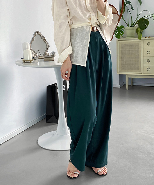 c.u.l（シーユーエル）の「【c.u.l:w】タック入りワイドパンツ culw93（スラックス・レディース・グリーン/ブラウン・L/M）」の16枚目の写真