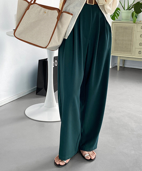 c.u.l（シーユーエル）の「【c.u.l:w】タック入りワイドパンツ culw93（スラックス・レディース・グリーン/ブラウン・L/M）」の17枚目の写真