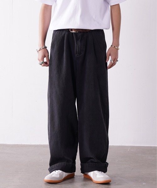 MADWITCH フェード加工 ブラック ワイドデニムパンツ(12.5oz MADWITCH フェード加工 ブラック ワイドデニムパンツ(12.5oz