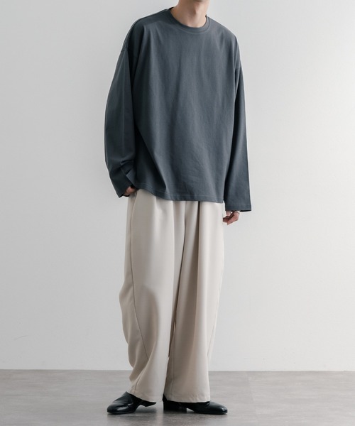 epnok(エプノック)の「ワイドスリーブロンT(Tシャツ/カットソー・メンズ・グレイッシュブルー/グレイッシュベージュ/オフホワイト・SMALL/MEDIUM/LARGE)」の8枚目の写真