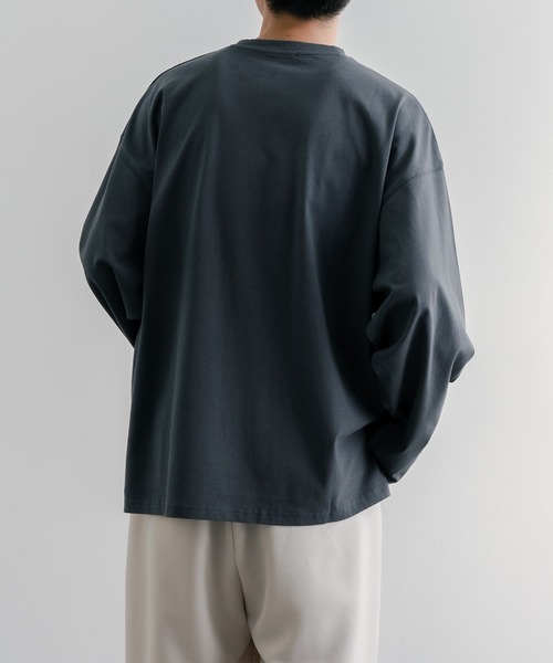 epnok(エプノック)の「ワイドスリーブロンT(Tシャツ/カットソー・メンズ・グレイッシュブルー/グレイッシュベージュ/オフホワイト・SMALL/MEDIUM/LARGE)」の6枚目の写真