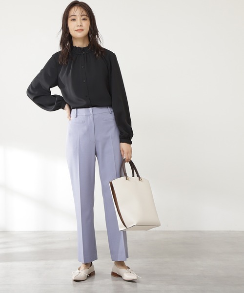 N.（N. Natural Beauty Basic）（エヌエヌナチュラルビューティーベーシック）の「◆ギャザーフリルネックブラウス（Tシャツ/カットソー・レディース・グレー/ピンク/ブラック/クリーム・MEDIUM）」の7枚目の写真