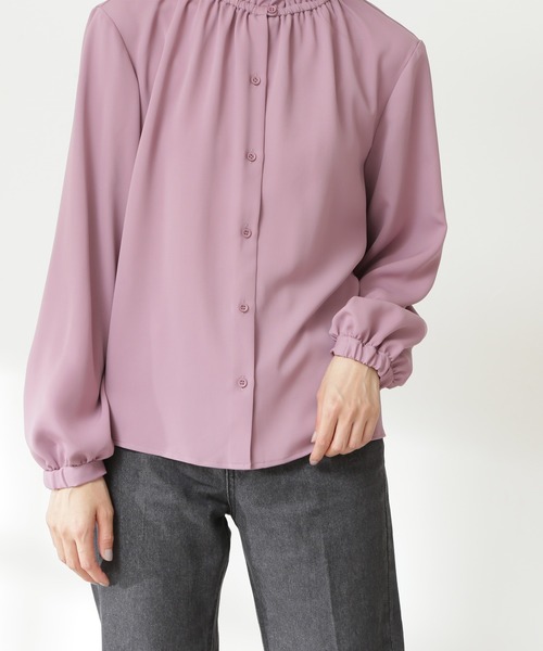 N.（N. Natural Beauty Basic）（エヌエヌナチュラルビューティーベーシック）の「◆ギャザーフリルネックブラウス（Tシャツ/カットソー・レディース・グレー/ピンク/ブラック/クリーム・MEDIUM）」の12枚目の写真