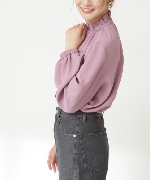 N.（N. Natural Beauty Basic）（エヌエヌナチュラルビューティーベーシック）の「◆ギャザーフリルネックブラウス（Tシャツ/カットソー・レディース・グレー/ピンク/ブラック/クリーム・MEDIUM）」の8枚目の写真