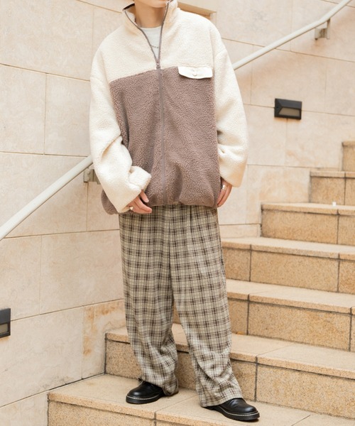 PairPair(ペアペア)の「配色ボアブルゾン(ユニセックス)(ブルゾン・メンズ・アイボリー/モカ/グレイッシュブルー・MEDIUM/LARGE)」の16枚目の写真