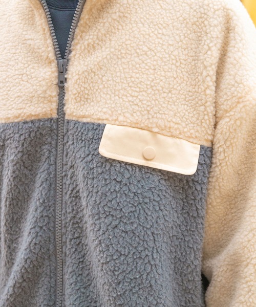 PairPair(ペアペア)の「配色ボアブルゾン(ユニセックス)(ブルゾン・メンズ・アイボリー/モカ/グレイッシュブルー・MEDIUM/LARGE)」の8枚目の写真