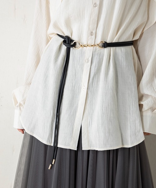 MILLION CARATS(ミリオンカラッツ)の「ツイストバックルコードベルト(ベルト・レディース・ブラック/ベージュ・FREE)」の2枚目の写真