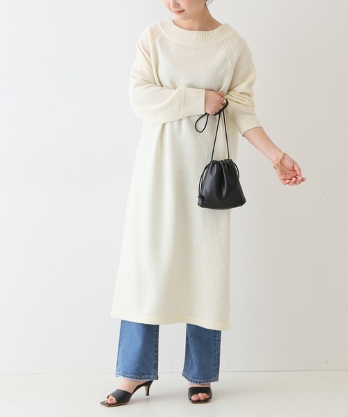 SLOBE IENA（スローブイエナ）の「ラムウールO/T ワンピース◆（ワンピース・レディース・ブラック/ブラウン/ナチュラル/グリーン・FREE）」の7枚目の写真