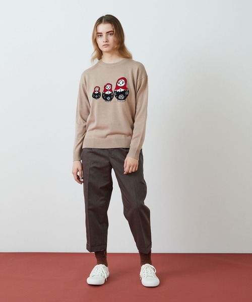 FRAPBOIS（フラボア）の「マトリョーナ ニット（ニット/セーター・レディース・ライトベージュ/ネイビー・1/2）」の7枚目の写真