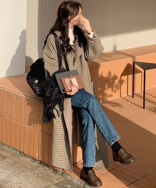 ABITOKYO(アビトーキョー)の「【ABITOKYO ORIGINAL】チェックロングチェスターコート(チェスターコート・レディース・ベージュ/チャコールグレー/ブラウン・FREE)」の5枚目の写真