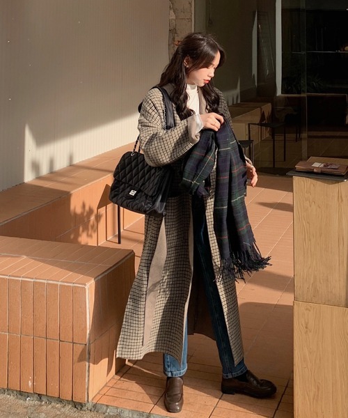 ABITOKYO(アビトーキョー)の「【ABITOKYO ORIGINAL】チェックロングチェスターコート(チェスターコート・レディース・ベージュ/チャコールグレー/ブラウン・FREE)」の8枚目の写真