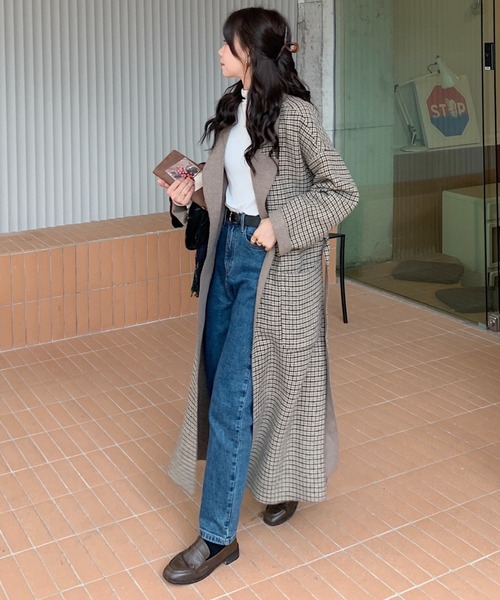 ABITOKYO(アビトーキョー)の「【ABITOKYO ORIGINAL】チェックロングチェスターコート(チェスターコート・レディース・ベージュ/チャコールグレー/ブラウン・FREE)」の12枚目の写真