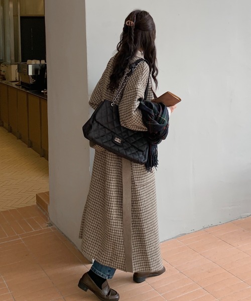 ABITOKYO(アビトーキョー)の「【ABITOKYO ORIGINAL】チェックロングチェスターコート(チェスターコート・レディース・ベージュ/チャコールグレー/ブラウン・FREE)」の11枚目の写真