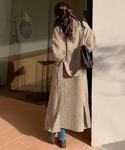 ABITOKYO(アビトーキョー)の「【ABITOKYO ORIGINAL】チェックロングチェスターコート(チェスターコート・レディース・ベージュ/チャコールグレー/ブラウン・FREE)」の10枚目の写真
