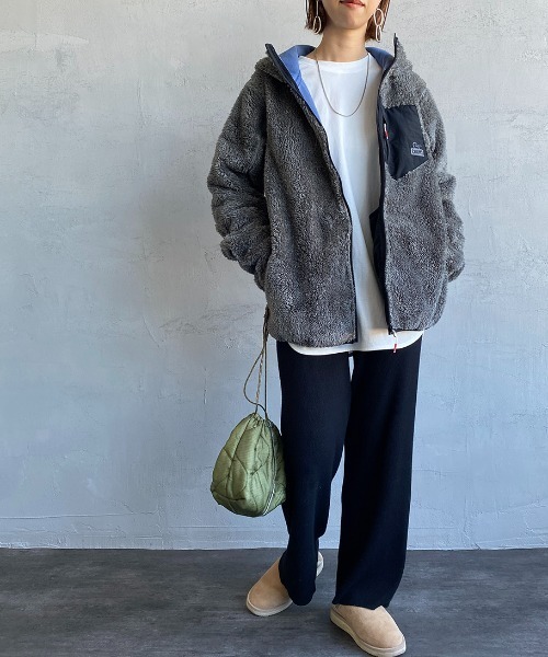 CHUMS（チャムス）の「【WEB限定】[CHUMS/チャムス] ボンディングボアフリースジップパーカー（ブルゾン・レディース・ブラック/グレー/ベージュ・M/L/XL）」の3枚目の写真