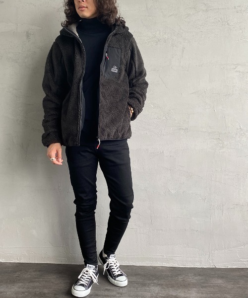 CHUMS（チャムス）の「【WEB限定】[CHUMS/チャムス] ボンディングボアフリースジップパーカー（ブルゾン・レディース・ブラック/グレー/ベージュ・M/L/XL）」の17枚目の写真