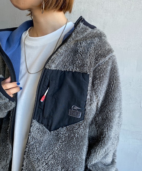 CHUMS（チャムス）の「【WEB限定】[CHUMS/チャムス] ボンディングボアフリースジップパーカー（ブルゾン・レディース・ブラック/グレー/ベージュ・M/L/XL）」の20枚目の写真