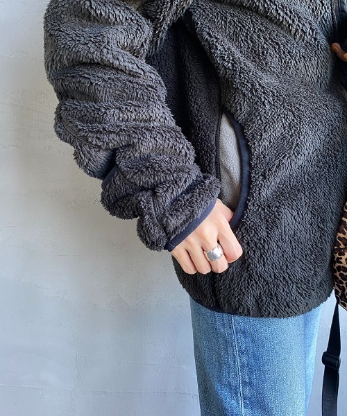 CHUMS（チャムス）の「【WEB限定】[CHUMS/チャムス] ボンディングボアフリースジップパーカー（ブルゾン・レディース・ブラック/グレー/ベージュ・M/L/XL）」の12枚目の写真