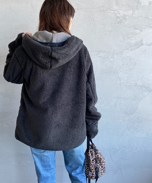 CHUMS（チャムス）の「【WEB限定】[CHUMS/チャムス] ボンディングボアフリースジップパーカー（ブルゾン・レディース・ブラック/グレー/ベージュ・M/L/XL）」の18枚目の写真