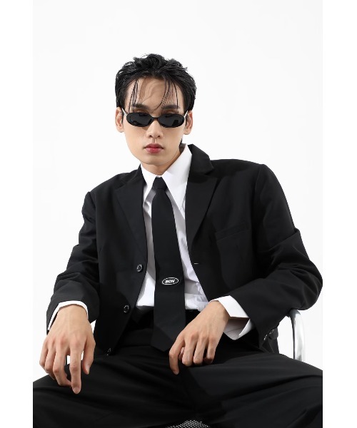 【BASIC COTTON】BASIC TAILORED JACKET【ベーシックコットン】ベーシックテーラードジャケット/テーラード/シングル/ブラック/バックポイント/ロゴ