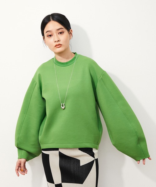 ADAM ET ROPE'（アダムエロペ）の「バックジップダンボールプルオーバー（スウェット・レディース・ブラック/オフホワイト/グリーン・FREE）」の3枚目の写真