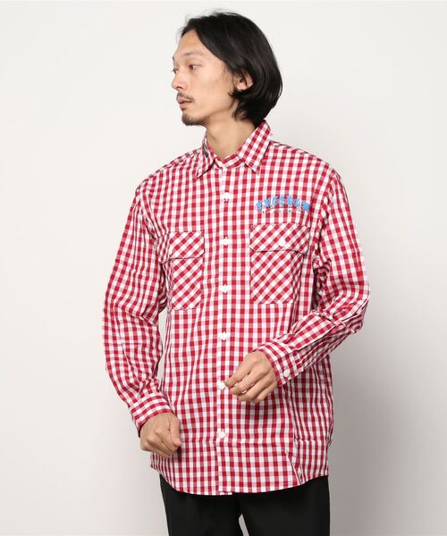 Kare/ME（カーミー）の「Kare/ME（カーミー）別注プリントチェックシャツ（シャツ/ブラウス・メンズ・レッド/ブラック・SMALL/MEDIUM/LARGE）」の2枚目の写真