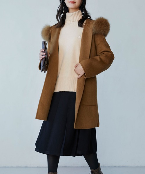 SAISON DE PAPILLON(セゾンドパピヨン)の「ウール混ダブルフェイスガウンコート(その他アウター・レディース・ブラウン・フリー)」の12枚目の写真