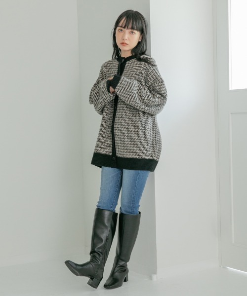 LOWRYS FARM（ローリーズファーム）の「２ＷＡＹガラボタンプルオーバーカーディガン　256008（ニット/セーター・レディース・オレンジ/アイボリー/ブラック系その他/ブラック/グレー・FREE）」の6枚目の写真