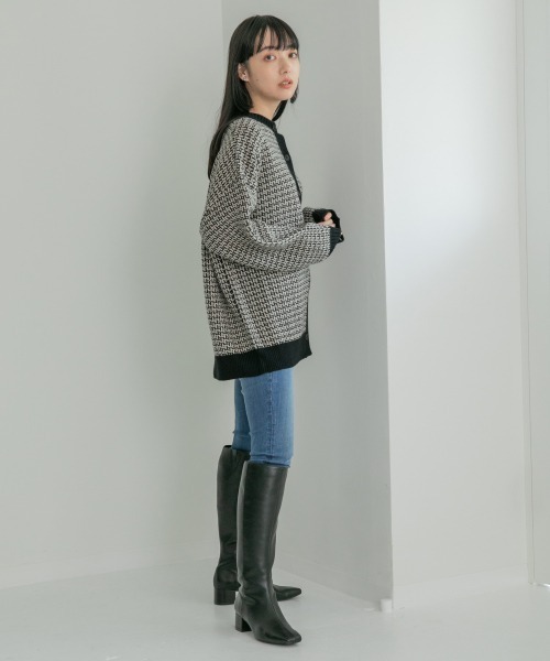 LOWRYS FARM（ローリーズファーム）の「２ＷＡＹガラボタンプルオーバーカーディガン　256008（ニット/セーター・レディース・オレンジ/アイボリー/ブラック系その他/ブラック/グレー・FREE）」の7枚目の写真