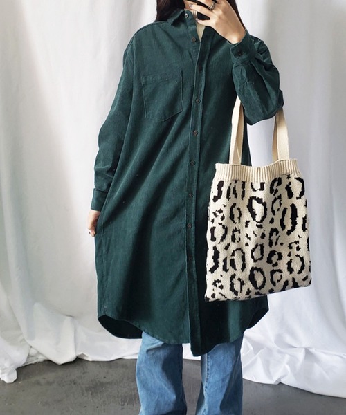 me+em select（ミームセレクト）の「【数量限定販売】【 5色展開 】コーデュロイロングシャツワンピース（シャツワンピース・レディース・ベージュ/ネイビー/カーキ/オレンジ/グリーン・FREE）」の21枚目の写真