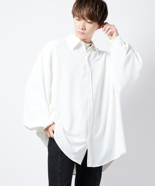 re_k by JUNRED（レクバイジュンレッド）の「【 re_k by JUNRed 】ドレープBIGレギュラーカラーシャツ（シャツ/ブラウス・メンズ・ミント/ホワイト/ホワイト系その他/ライトグレー・L/M/S）」の10枚目の写真