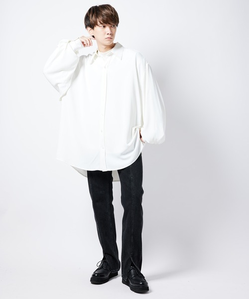 re_k by JUNRED（レクバイジュンレッド）の「【 re_k by JUNRed 】ドレープBIGレギュラーカラーシャツ（シャツ/ブラウス・メンズ・ミント/ホワイト/ホワイト系その他/ライトグレー・L/M/S）」の11枚目の写真