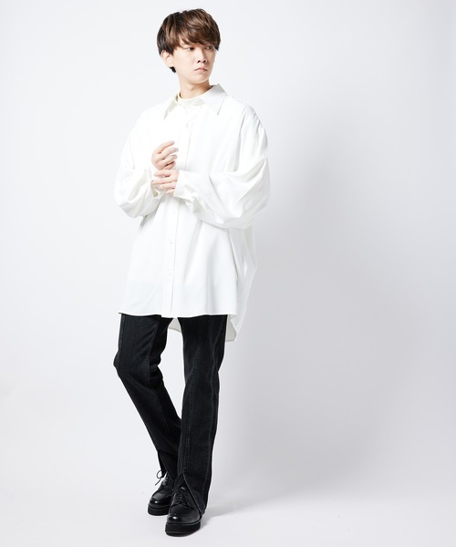 re_k by JUNRED（レクバイジュンレッド）の「【 re_k by JUNRed 】ドレープBIGレギュラーカラーシャツ（シャツ/ブラウス・メンズ・ミント/ホワイト/ホワイト系その他/ライトグレー・L/M/S）」の12枚目の写真