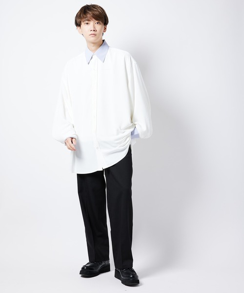 re_k by JUNRED（レクバイジュンレッド）の「【 re_k by JUNRed 】ドレープBIGレギュラーカラーシャツ（シャツ/ブラウス・メンズ・ミント/ホワイト/ホワイト系その他/ライトグレー・L/M/S）」の15枚目の写真