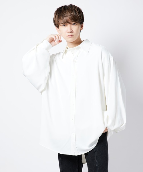 re_k by JUNRED（レクバイジュンレッド）の「【 re_k by JUNRed 】ドレープBIGレギュラーカラーシャツ（シャツ/ブラウス・メンズ・ミント/ホワイト/ホワイト系その他/ライトグレー・L/M/S）」の9枚目の写真