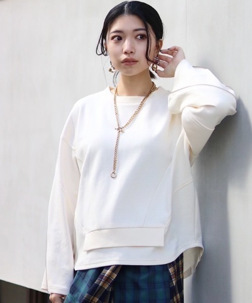 AULA AILA（アウラアイラ）の「AULA AILA/アウラアイラ/別注レイヤード  プルオーバー（Tシャツ/カットソー・レディース・チャコールグレー/オフホワイト・0）」の8枚目の写真