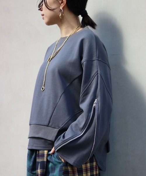 AULA AILA（アウラアイラ）の「AULA AILA/アウラアイラ/別注レイヤード  プルオーバー（Tシャツ/カットソー・レディース・チャコールグレー/オフホワイト・0）」の7枚目の写真