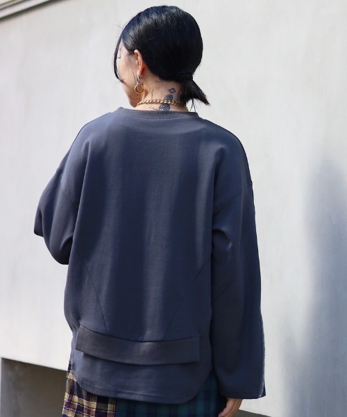 AULA AILA（アウラアイラ）の「AULA AILA/アウラアイラ/別注レイヤード  プルオーバー（Tシャツ/カットソー・レディース・チャコールグレー/オフホワイト・0）」の10枚目の写真