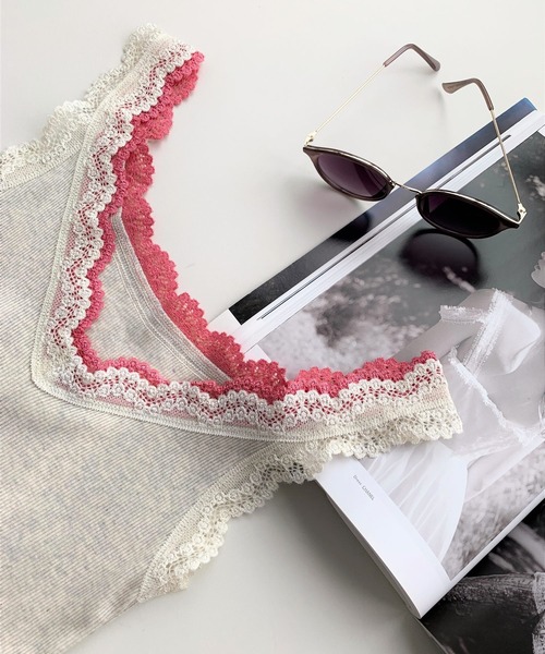 Q（キュー）の「バイカラーテレコタンク（タンクトップ・レディース・レモンイエロー/ライトブルー/アイボリー/ブラック/ホワイト/オレンジ・MEDIUM）」の3枚目の写真