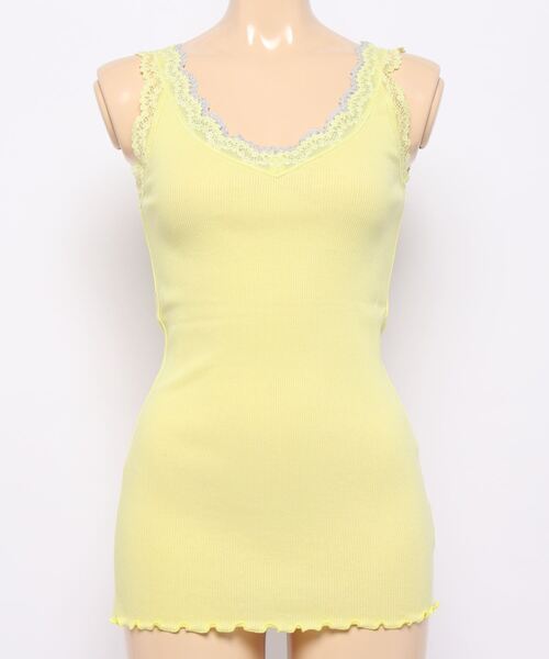 Q（キュー）の「バイカラーテレコタンク（タンクトップ・レディース・レモンイエロー/ライトブルー/アイボリー/ブラック/ホワイト/オレンジ・MEDIUM）」の11枚目の写真