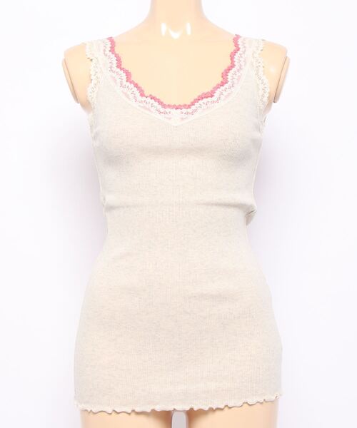 Q（キュー）の「バイカラーテレコタンク（タンクトップ・レディース・レモンイエロー/ライトブルー/アイボリー/ブラック/ホワイト/オレンジ・MEDIUM）」の7枚目の写真