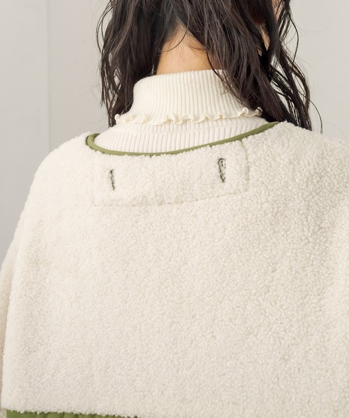 OLIVE des OLIVE（オリーブデオリーブ）の「キルト×ボア切替ショートコート（ノーカラーコート・レディース・カーキ/アイボリー・FREE）」の21枚目の写真