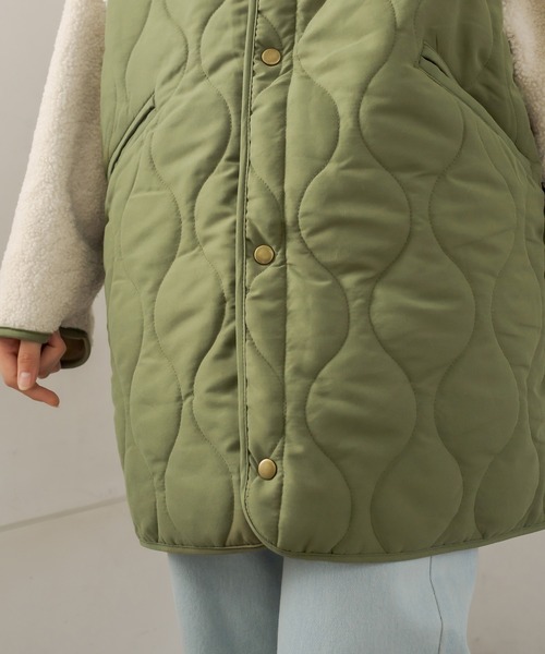 OLIVE des OLIVE（オリーブデオリーブ）の「キルト×ボア切替ショートコート（ノーカラーコート・レディース・カーキ/アイボリー・FREE）」の18枚目の写真