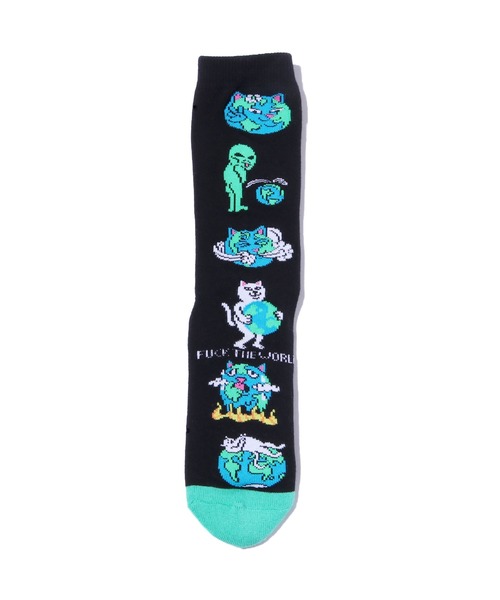 RIPNDIP(リップンディップ)の「RIPNDIP/リップンディップ Save the World Socks 靴下 柄 ジャガードニットソックス ミドルソックス(ソックス/靴下・メンズ・ブラック/ブルー・ONE SIZE)」の7枚目の写真