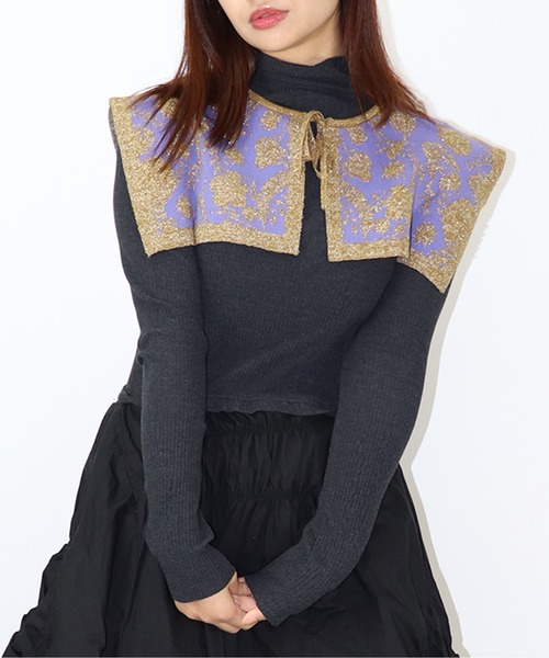 moyan ecri（モヤン エクリ）の「<moyan ecri>フラワージャガードつけ襟（付け襟・レディース・オリーブ系/オレンジ・FREE）」の2枚目の写真