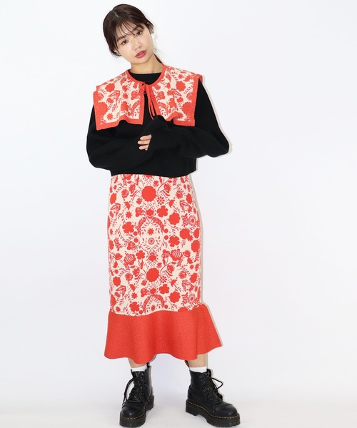 moyan ecri（モヤン エクリ）の「<moyan ecri>フラワージャガードつけ襟（付け襟・レディース・オリーブ系/オレンジ・FREE）」の17枚目の写真